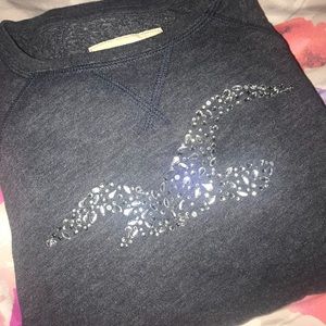 Dark gray long sleeve with sequin Hollister logo